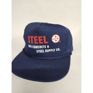 Vintage Erie Concrete and Steel Supply Co Blue Trucker Cap Hat Snapback